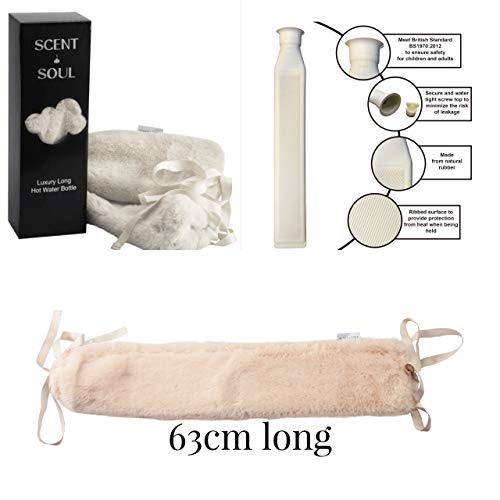 Preisvergleich Produktbild Scent and Soul Luxuriöse lange Wärmflasche - weicher Plüschbezug - 6 Farbvarianten - Naturkautschuk - leichte Krawatten zur Linderung von Schmerzen oder Verletzungen
