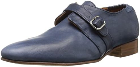 John Fluevog Women's Johnston Monk Strap Flat, Navy, 9.5 M US