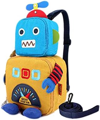 YL Robot Cartoon Cute Baby Walking Safety Harness Strap Reins Backpack Boys Girls Anti-Lost Shool Bag Yellow