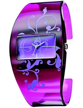 MAVIS Modische Damen Spangen-Uhr Purple mit Tatoo-Ornamenten 04897015