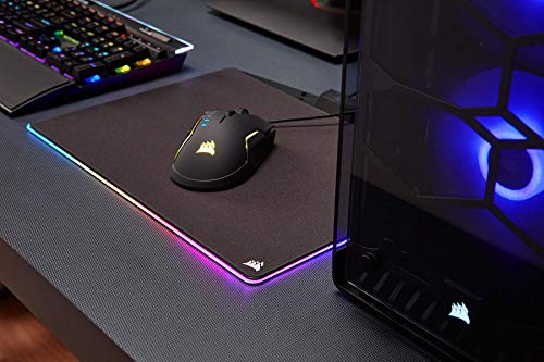 Corsair MM800C - Alfombrilla de Rat  n para Juego  Medio  15 Zonas RGB  Superficie Pa  o  Tela   Negro