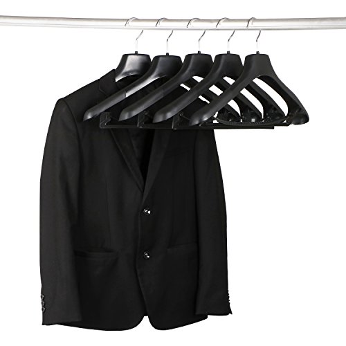 TRIXES 5-er Pack Kleiderbügel für Anzüge, Jacken, Hosen etc. aus Kunststoff in Schwarz - 3