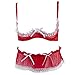 Produktbild XIEWEICHAO Britische Luxus-AP-Muttermilch Datei sexy Unterwäsche Set Dot Mesh Spitze Seite schwarz rot 2 Farbe (Color : Red, Size : M)