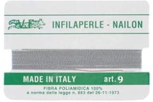 Argento e dintorni Filo infilaperle con ago Colore Grigio Chiaro per collane bracciali in Fibra poliammidica 100% ago infila Perle (9)