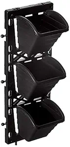 Antier Plastic Black Vertical Garden Pack of 1 Fram+ 3 Vertical Pots Sets