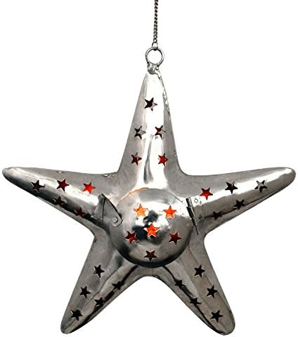 Jaipur handicrafts hub Wall Decorative Metal Art Candle T-Light Holder Silver Star shaped