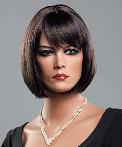Forever Young Ladies Short Dark Brown Auburn Blend Wig in Classy Bob Style