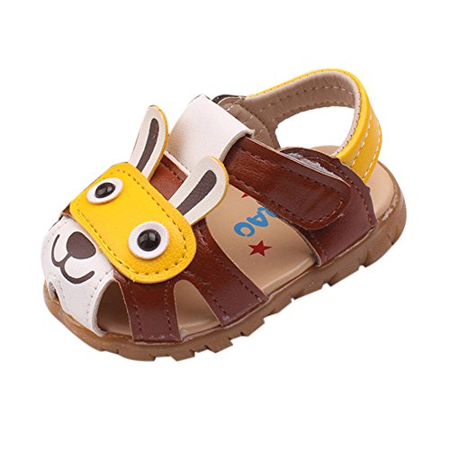 IMJONO Chaussures Garçon, Bambin Bébé Enfant Garçons Été avec Clignotant Sandales de lumières Chaussures de Dessin animé (24-36 Mois, Café)