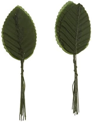 200pcs Artificial Silk Rose Leaves Bouquets Wedding Buttonhole DIY 11cm - Dark Green, 11cm