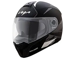 Vega Ryker Bolder Full Face Helmet (Dull Black/Silver, M)