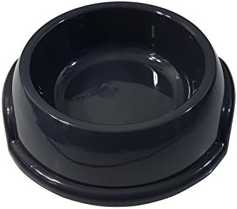 2 X ROUND 22CM 900ML CAPACITY DARK GREY PLASTIC PET DOG CAT FOOD BOWL RUBBER FEET