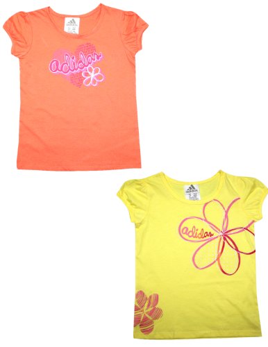 (Pack of 2) Adidas Toddler Crew-Neck Short Sleeve T-Shirt 2T Orange & Yellow