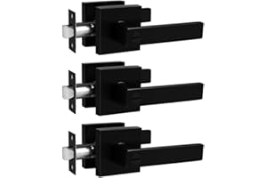 Probrico Privacy Door Levers Door Handles for Bedroom Bathroom Matte Black Stainless Steel Internal Door Knob 3 Pack