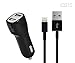 Produktbild PRIME DAY SPECIAL PhoneStar Kfz Ladegerät Dual USB Adapter 2.1A und 0,5 Meter lighntning Daten- Ladekabel für iPhone 7, 7 Plus, 6s, 6s Plus, 6, 6 Plus, SE, 5, 5s, 5c, iPad, iPod - iOS 10 - in schwarz
