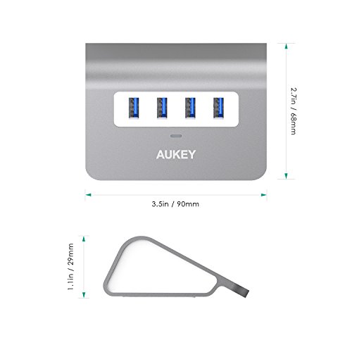 AUKEY USB 3.0 Hub 4 Port Super Speed Aluminum mit 50 cm USB 3.0 Kabel für Apple MacBook, MacMini, iMac, MacPro und weiteren USB 3.0 Geräten ( Space Grau ) - 6