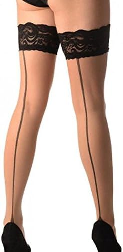 FlirtLadies/Womens Lace Top Seamed holdups with luxury lace top 2 colours