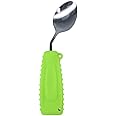 EZ Assistive Adaptive Spoon and Fork Easy to Hold for Independent Eating (Green Spoon(Left Hand), Curved 45°)