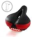 Produktbild Speedrid Fahrradsattel Herren Damen Bequemer fahrradsitz Citysättel Soft Cushion Hohlfahrradsattel mit LED Rücklicht Breit Leder Weicher Sattel Wasserdicht für Stadt Radfahren,Passt Mountainbike, Meisten Fahrräder(Rot) (Rot)