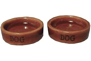 MELODY JANE Dolls House 2 Stone Dog Food Bowl Water Dish Miniature Pet Accessory 1:12 Scale