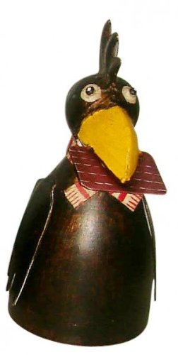 Zaunhocker Metallfigur Metalldeko Vogel Rabe mit Brief im Schnabel