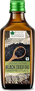 Bliss of Earth 500ml USDA Organic Kalonji Oil For Eating, Black Seed Oil For Hair, Cold pressed & Hexane Free