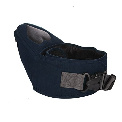 Side Ride Comfort Breathable Pure Cotton Infant Baby Kid Child Toddler Hipseat Belt Padded Safe Buckle Waist Stool Walkers Front Carrier Max Load 25Kg (Dark Blue)