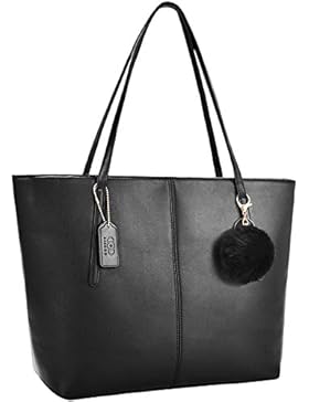 Damen Handtasche,Coofit Handtasche Damen Handtasche Shopper Taschen Umhängetasche Schwarz Handtasche Große Handtasche...