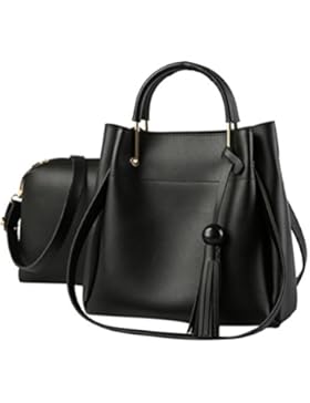 Baymate Damen Handtaschen 2 pcs Set PU Leder Quaste Henkeltasche Crossbody Tasche Handgelenktasche