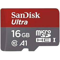 SanDisk Ultra - Tarjeta de memoria microSDHC de 16 GB con adaptador SD, velocidad de lectura hasta 98 MB/s, Clase 10, U1 y A1