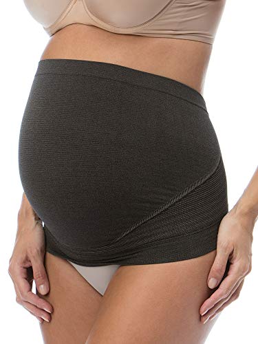 RelaxMaternity 5400 (Negro, L) Banda faja premamá con hilo de plata para soporte abdominal durante el embarazo