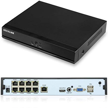 Seculink 8-canali PoE NVR 4MP/5MP Super HD ONVIF Videoregistratore di rete Cloud P2P Telecomando Motion Detectio per telecamera di sorveglianza POE (8-CH)