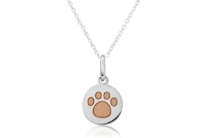 Gemma J Silver Paw Print Pendant with rose gold detail