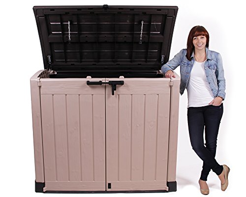 Keter Gerätebox für Garten Mülltonnenbox Store It Out Arc beige braun - 3