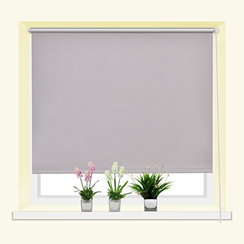 Costway Verdunkelungsrollo Fensterrollo Klemmrollo Thermorollo Seitenzugrollo Klemmfix-Rollo ohne Bohren 55x150cm Farbwahl lichtundurchlässig (Grau)