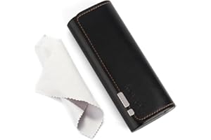AkoaDa Brillenetui Hardcase, Premium Lederbrillenbox in Eleganz Schwarz, Hartschale mit Mikrofasertuch, für Damen und Herren, ideal für Reisen und täglichen Gebrauch
