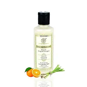 KHADI NATURAL Orange and Lemongrass Herbal Hair Conditioner, SLS and Paraben Free, 210 ml