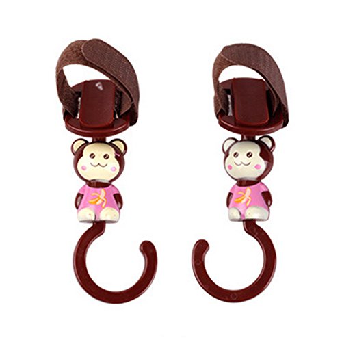 Cute Hot Sale Stroller Hooks Baby Stroller, 2 Pack, Brown (16*4.5CM)