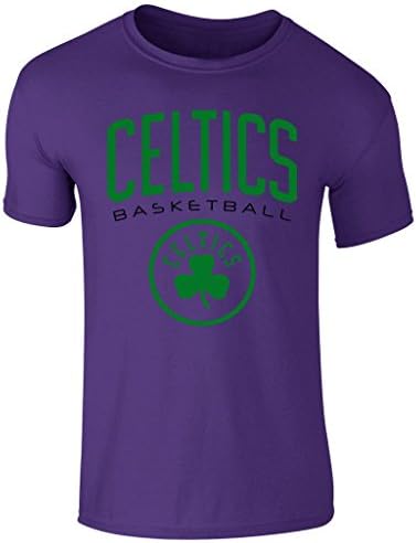 Men's Roundneck Printed Short Sleeve Boston Celtics Basketball T Shirt UK Size S-XXl (Large) Purple