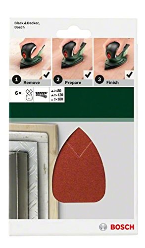 Bosch DIY 6tlg. Schleifblatt-Set (für Multischleifer verschiedene Materialien, 95 x 135 mm, Körnung 80/120/180) - 2
