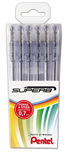Pentel Superb Negro 6pieza(s) - Bolígrafo (Negro, Multicolor, 0,7 mm, 6 pieza(s))