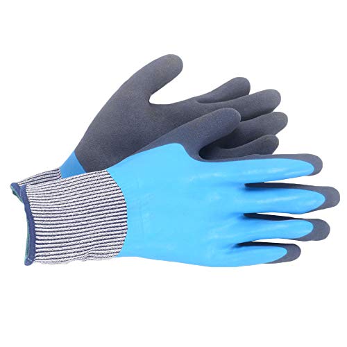 Preisvergleich Produktbild Gartenhandschuhe Wasserdicht Anti-Stichverdickung Garten Floral Verschleißfesten Schutz Gegen Schmutz,Blue-M