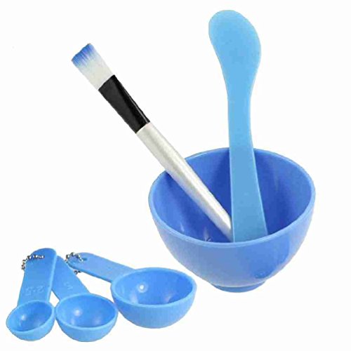 Sourcingmap DIY Facial Mask Mixing Stick Brush Gauge Bowl Kit, Blue 8.5 cm - 4 in 1