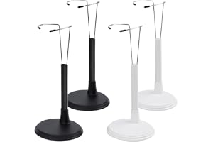 HMIEPRS 4 stycken dockstativ, justerbar, displayhållare för 25 cm/10 tum dockor, nallebjörnsstöd, actionfigur, leksak, stödram (vit +