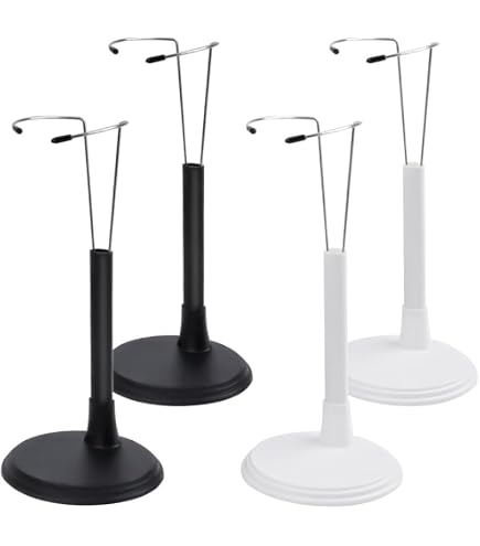 4 Stück Puppenständer Aus Kunststoff/Metall – Verstellbar, Für Puppen 12-20 Cm, Weiß