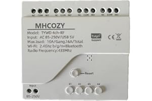 MHCOZY Modulo interruttore relè a contatto secco wireless Smart WiFi a 4 canali USB 5V AC 85-250V, telecomando app Tuya Smart Life, lavora con Alexa Google Home