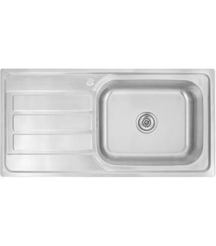 Lavello Da Incasso 100x50x21 Cm - Acciaio Inox 304, Vasca 50x40 Cm, Scolapiatti Destro - Per Cucina - Foto 4