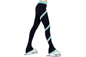 lmoikesz Ice Skating Pants Skating Trousers High Elasticity Team Training Leggings, Light Blue/M