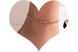 Inateannal Tobillera De Cristal De Colores Boho Zirconia Cúbica Pulsera De Tobillo Delicada Cadena De Pie De La Playa De La Joyería Para Las Mujeres Y Las Niñas