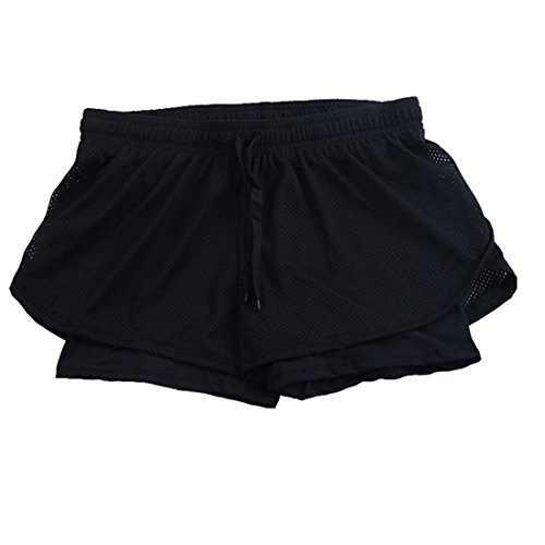 Vertvie Damen 2 in 1 Sport Shorts Kurze Sporthose Strand Yoga Strech Sweatshorts Hot Pants Printed