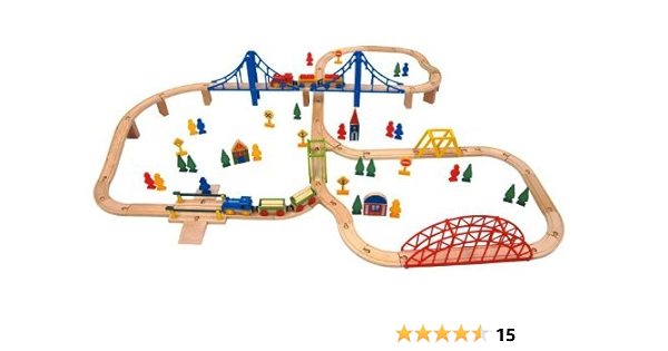 carousel wooden train set 60 pieces